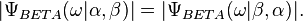 |\Psi _{BETA}(\omega |\alpha ,\beta )|=|\Psi _{BETA}(\omega |\beta ,\alpha )|.