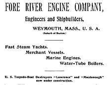 Advertisement for the shipyard, advertising the products that it built at the time