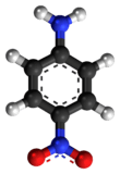 Ball-and-stick model of the p-nitroaniline molecule