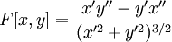 F[x,y]= \frac{x'y''-y'x''}{(x'^2+y'^2)^{3/2}}