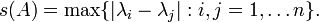 s(A) = \max \{|\lambda_i - \lambda_j| : i,j=1,\ldots n\}.