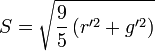 S = \sqrt{\frac{9}{5}\left( r'^2 + g'^2 \right)}