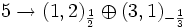 5\rightarrow (1,2)_{1\over 2}\oplus (3,1)_{-{1\over 3}}