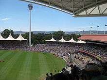 A view of a portion of a cricket ground during a Test match