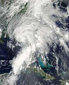 A mid-grade tropical storm prior to moving ashore the western coast of Florida.