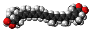 Space-filling model of the astaxanthin molecule