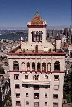 An aerial view of the Bently Nob Hill Apartment Building