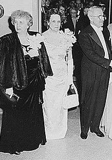 First Lady Bess Truman with Perle Mesta (center) and President Harry S. Truman in 1949