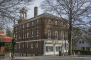 A two-story brick building