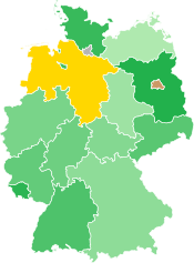 A coloured map of the states of Germany