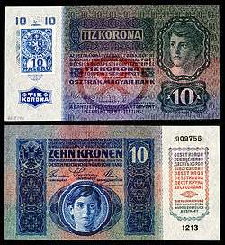 CZE-1-Republika Ceskoslovenska-10 Korun (1919, Provisional issue).jpg