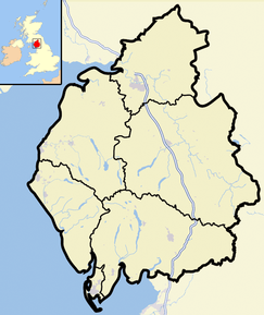 Map of England and Wales with a red dot representing the location of the Appleby Fells SSSI, Cumbria