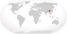 Map showing the range of the red pandas