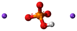 Ball-and-stick model of the component ions of disodium phosphate