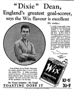 Dean. arms folded, in 1928 Wix Cigarettes newspaper advertisement