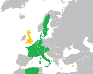 A coloured map of the countries of Europe