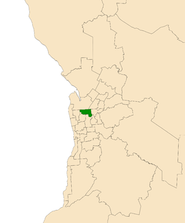 Map of Adelaide, South Australia with electoral district of Enfield highlighted