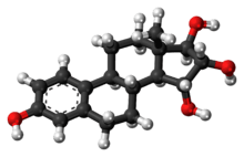 Ball-and-stick model of the estetrol molecule