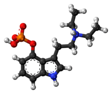 Ball-and-stick model of the ethocybin molecule as a zwitterion