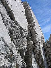 Crux on the upper part of the Gamsängersteig