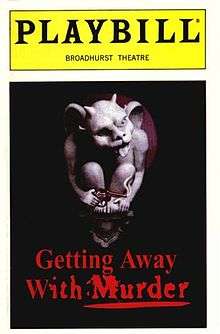 Playbill cover, showing a gargoyle holding a smoking gun