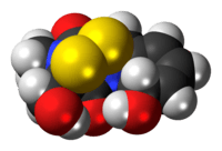 Space-filling model of the gliotoxin molecule