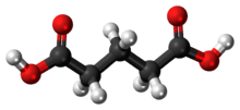 Ball-and-stick model of the glutaric acid molecule