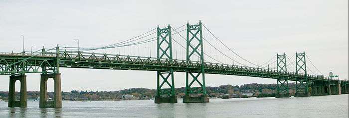 Two bridges cross a river