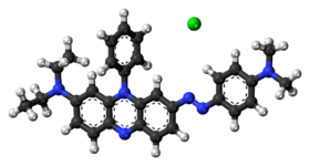 Ball-and-stick model of the component ions of Janus Green B