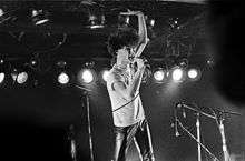 Jim Thirlwell of the band Foetus singing on stage at the Rathskeller in Boston.