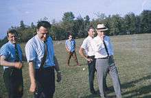 John Munro (left) at a Liberal Party of Canada fundraiser in Burlington, Ontario in the 1960s.