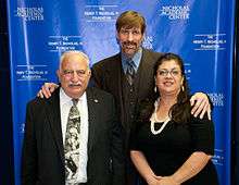 NAC Co-founder/Executive Director, Judge Jack Mandel, Co-Founder Dr Henry T. Nicholas, and Assistant Director Corina Espinoza, 2010 Thanksgiving Celebration at the Nicholas Academic Centers.