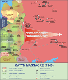 Map of the sites related to the Katyn massacre