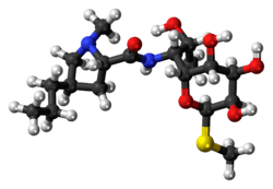 Ball-and-stick model of lincomycin