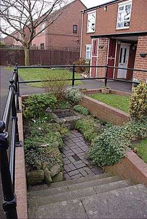 Roman well, with 1960s semi detached houses behind