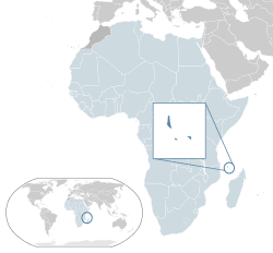 Location of the  Comoros  (dark blue)– in Africa  (light blue & dark grey)– in the African Union  (light blue)