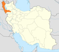 Map of Iran with West Azerbaijan highlighted