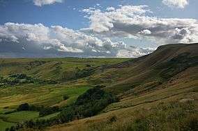 A view of grass covered hillside located within a British National Park.