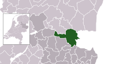 Highlighted position of Hardenberg in a municipal map of Overijssel