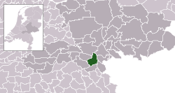 Highlighted position of Nijmegen in a municipal map of Gelderland