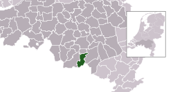 Highlighted position of Valkenswaard in a municipal map of North Brabant