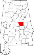 Map of Alabama highlighting Coosa County