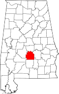 Map of Alabama highlighting Lowndes County