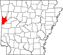 Map of Arkansas highlighting Sebastian County