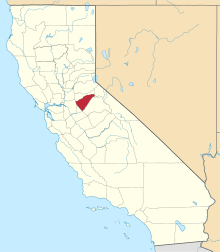 State map highlighting Calaveras County