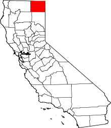 State map highlighting Modoc County