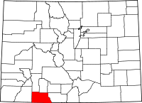 Map of Colorado highlighting Archuleta County