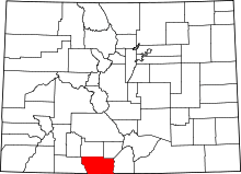 State map highlighting Conejos County