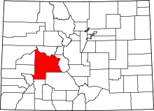 State map highlighting Gunnison County