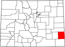 State map highlighting Prowers County